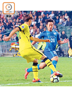 傑志鄭展龍（右）2018年在亞冠盃入波，成一時佳話。