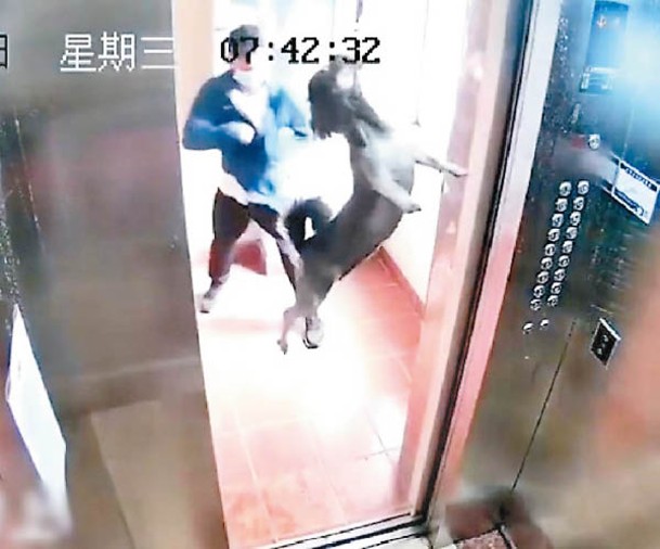 遼寧：營口市有狗隻被繩勒頸吊起，升降機打開門時嚇壞住客。