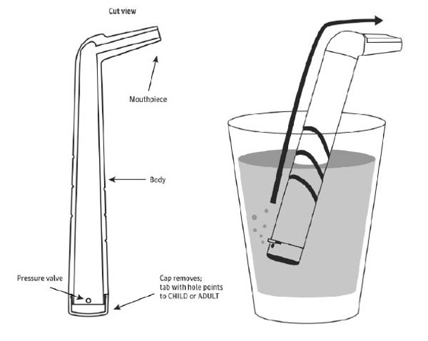 塑膠飲管裝置呈L形。