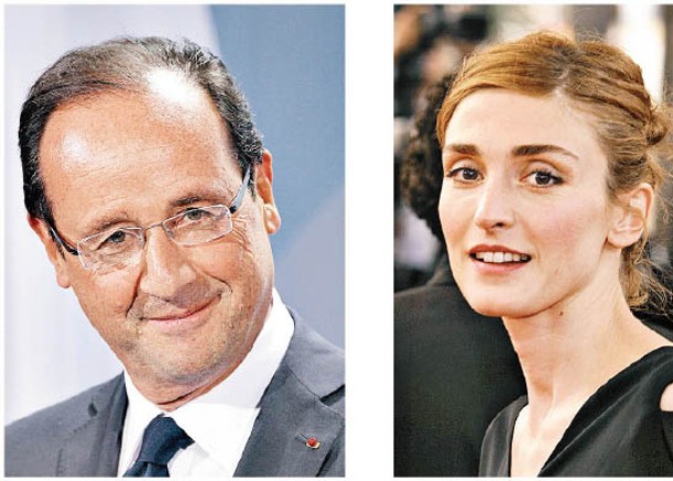 法國前總統奧朗德（左圖）及女星加耶（右圖）捲入醜聞。