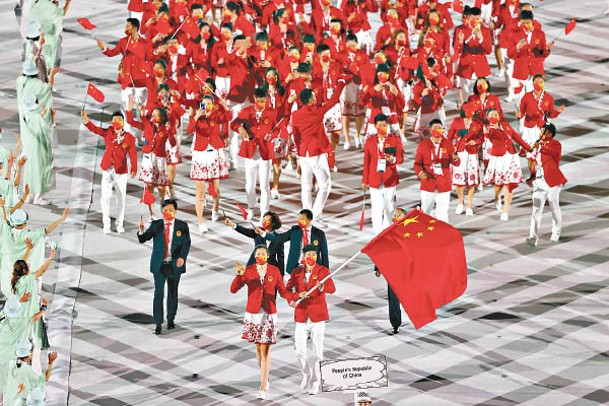 中國隊：中國奧運代表隊進場。（Getty Images圖片）