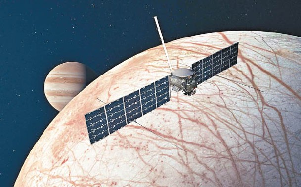歐羅巴探測器在環木星軌道執行任務構想圖。