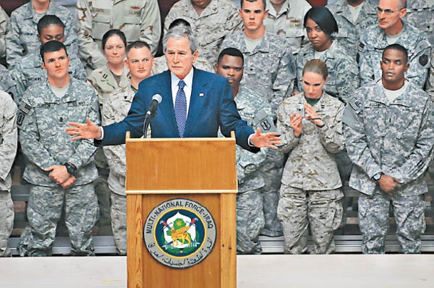 喬治‧布殊任內發動伊拉克戰爭。