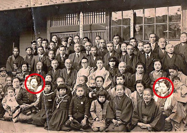 炭山梅野（左圈）和兒玉古梅（右圈）年輕時的照片。