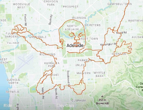 斯托克斯利用GPS紀錄畫出「Nevermind」圖案。