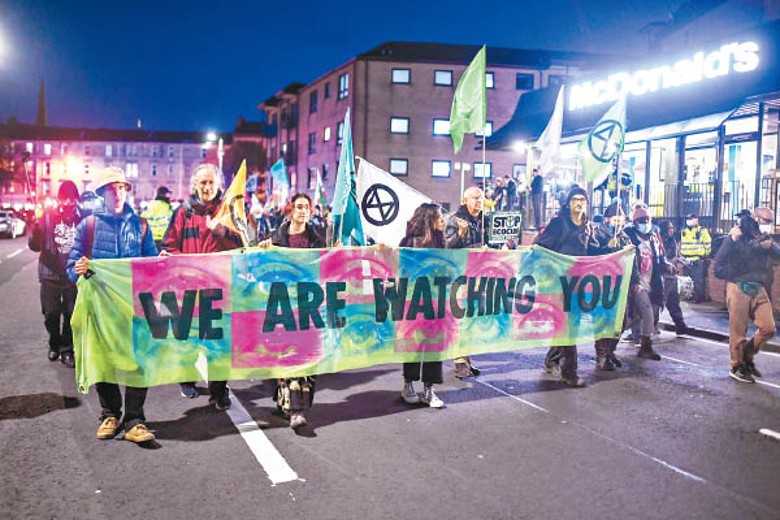 COP26舉行以來，連日示威不斷。（Getty Images圖片）
