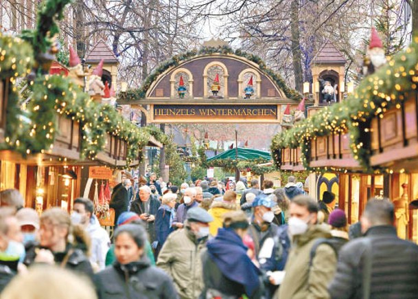 德國疫情嚴峻，確診數字高企。圖為當地一個聖誕市集。（Getty Images圖片）