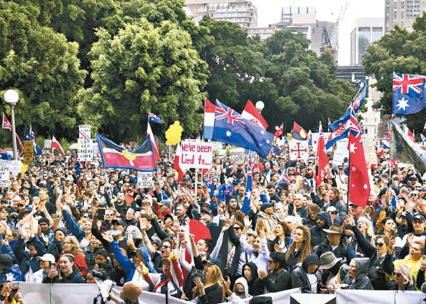 悉尼民眾發起反對接種新冠疫苗示威。（Getty Images圖片）