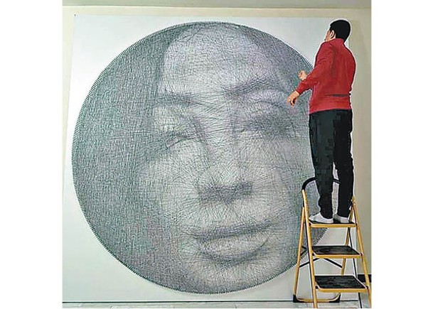 藝術家製弦線肖像畫  面積6.3平方米創世績