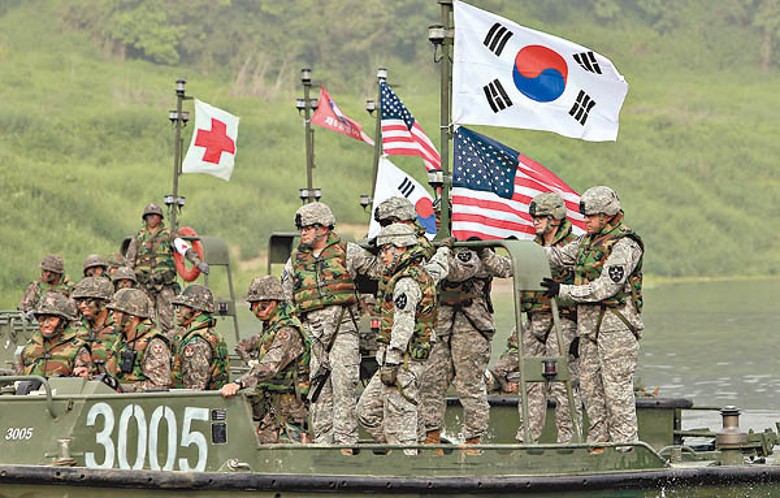 美韓兩軍定期舉行聯合演習。（Getty Images圖片）
