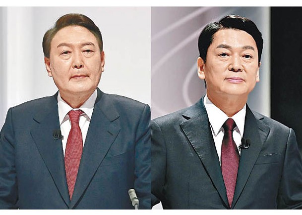 尹錫悅 （左）與安哲秀（右）或聯手推單一候選人。（Getty Images圖片）
