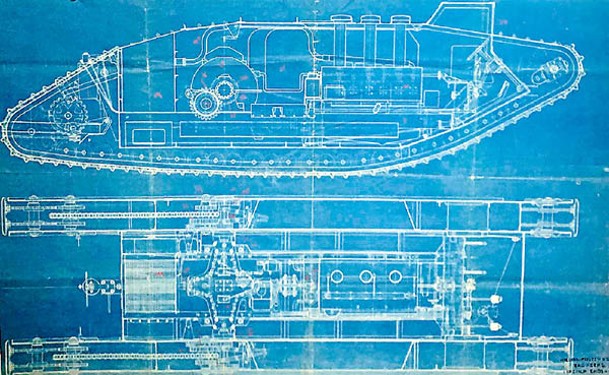 設計藍圖顯示了Mark I坦克的結構。