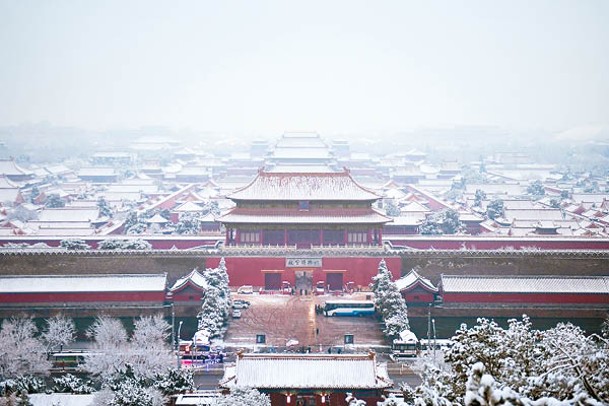 故宮博物院被白雪覆蓋。（Getty Images圖片）