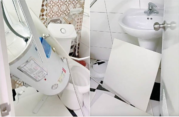 台東縣有民宅的洗手間因地震嚴重損毀。