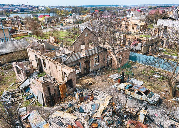 烏克蘭基輔外圍不少城鎮毀於戰火。<br>（Getty Images圖片）