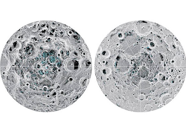 月球兩極的隕石坑蘊藏不少冰。