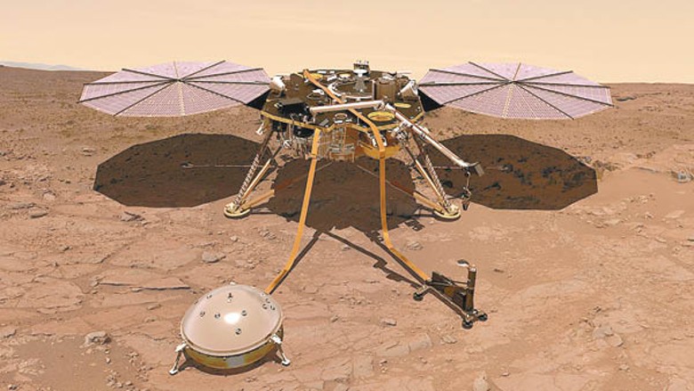 洞察號在火星執行探測任務。