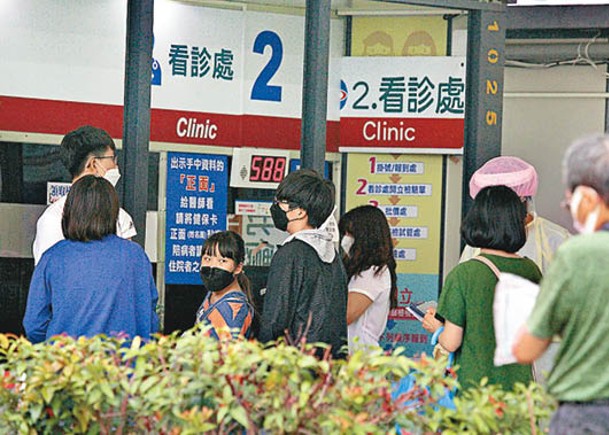 台灣社區篩檢站排隊等待看診的民眾。（中時電子報圖片）