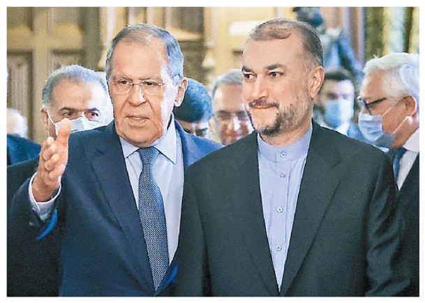阿卜杜拉希揚（右）與俄羅斯外交部長拉夫羅夫（左）舉行會談。