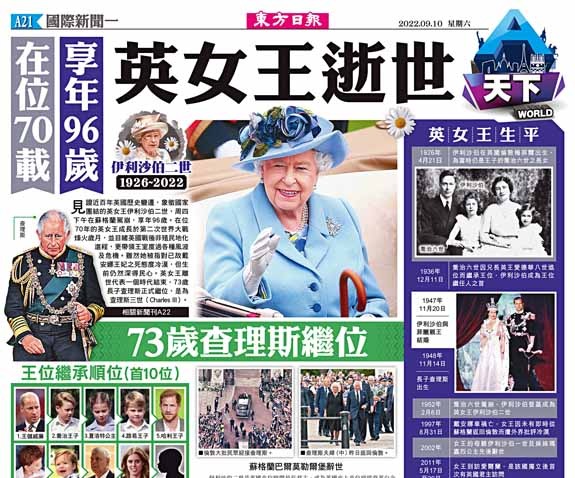 英女王逝世 73歲查理斯繼位