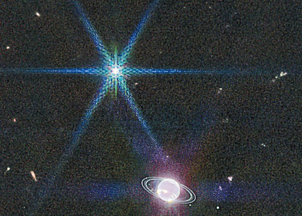 詹姆斯‧韋布太空望遠鏡拍到海王星光環（下）的圖像。