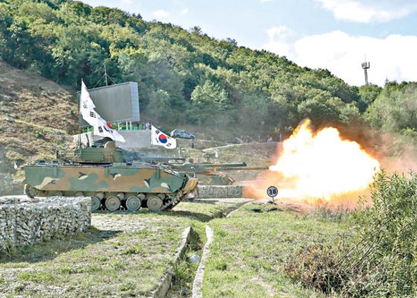 南韓軍方定期演習加強應對態勢。（Getty Images圖片）