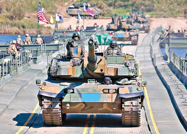 美韓定期舉行涉及常規武器的軍事演習。（Getty Images圖片）