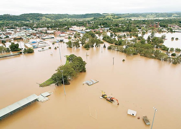 澳洲新南威爾士省利斯莫爾經歷洪災。（Getty Images圖片）