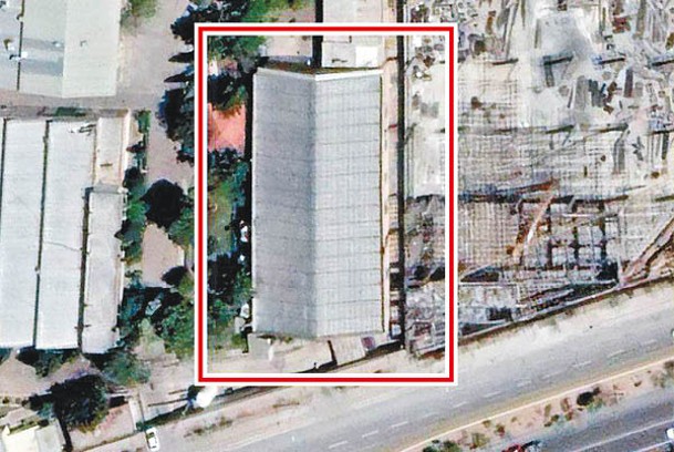成為無人機攻擊目標的伊斯法罕防務工廠（紅框示）。