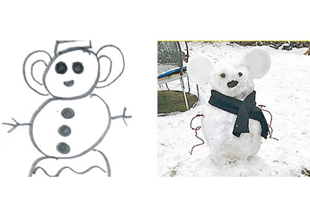 義工模仿畫作砌雪人  獲病童歡心