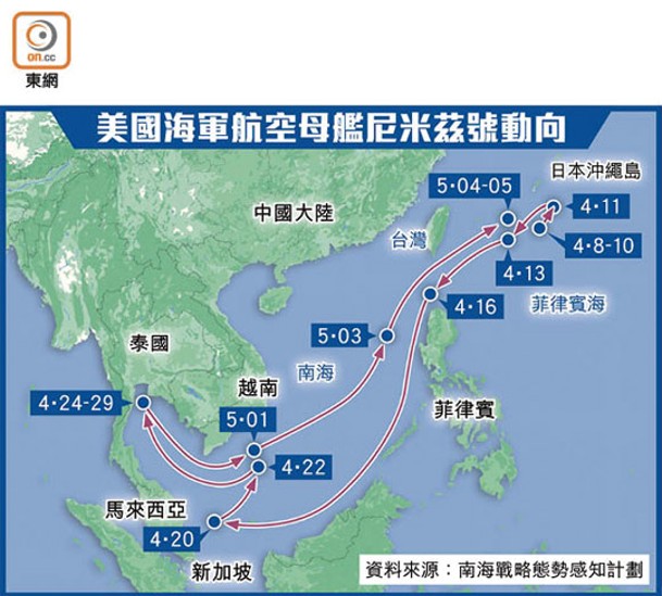 美國海軍航空母艦尼米茲號動向