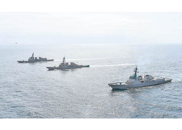 美日韓三國神盾驅逐艦曾演練海上反導聯合演習。