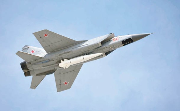 俄羅斯米格31Ｋ戰機搭載匕首高超音速導彈。