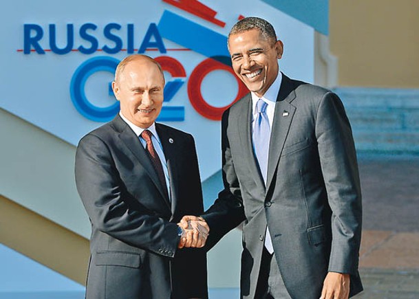俄羅斯禁止奧巴馬（右）入境；左為普京。（Getty Images圖片）