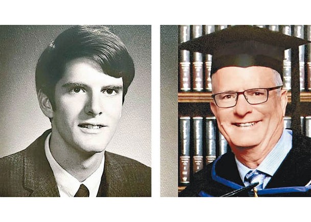 羅斯入學時（左）及目前畢業（右）的肖像。
