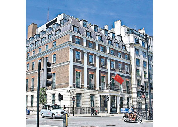 中國駐英國大使館（圖）敦促BBC遵守新聞職業道德。
