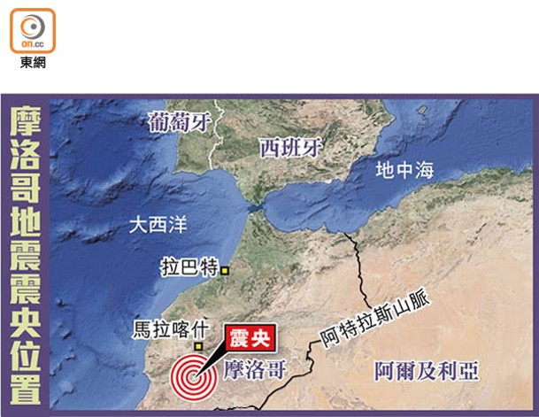 摩洛哥地震震央位置