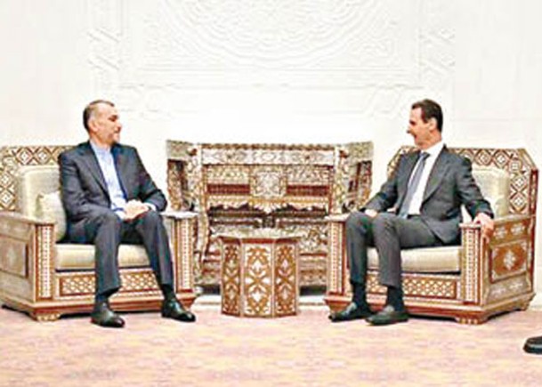 阿卜杜拉希揚（左）在大馬士革與巴沙爾‧阿薩德（右）會面。