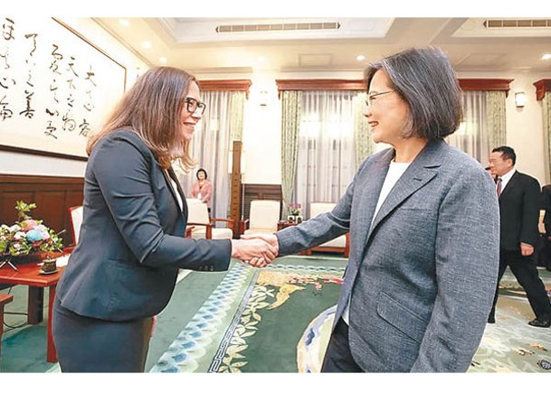 羅森伯格（左）與台灣總統蔡英文握手。