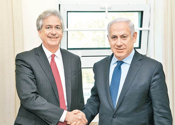 美國中央情報局局長伯恩斯（左）與以色列總理內塔尼亞胡（右）會面。