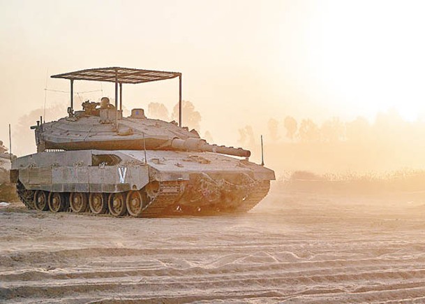 以色列主戰坦克在加薩地帶北部地區行動。