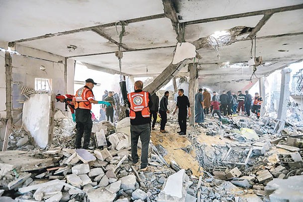 加薩有建築物遭空襲，損毀嚴重。
