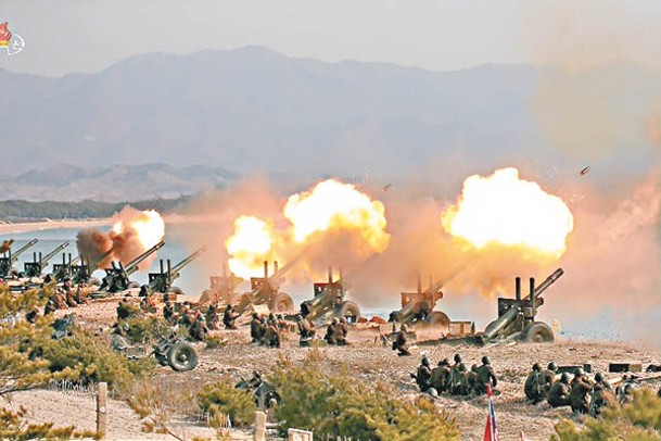 北韓以往進行實彈射擊訓練。