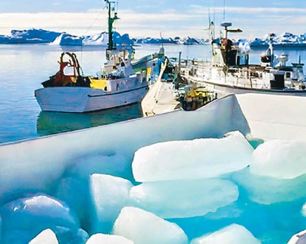 公司在冰川峽灣提取冰塊。