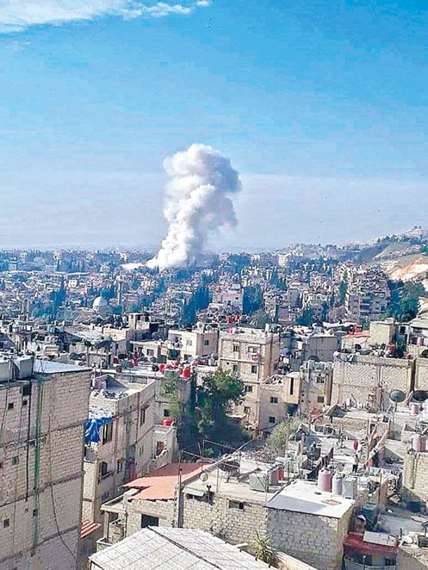 大馬士革遭空襲後發生猛烈爆炸。
