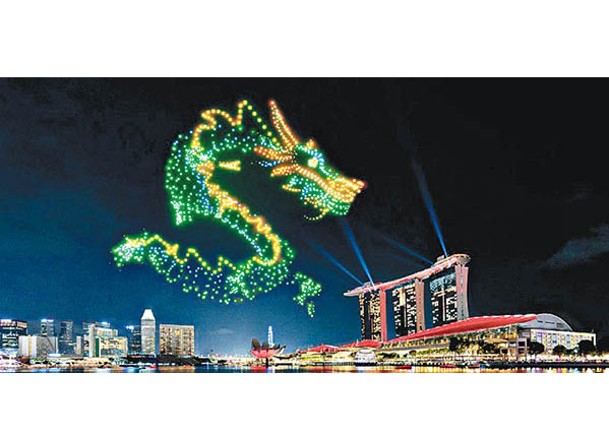 新加坡濱海灣將於農曆新年舉辦無人機燈光騷；圖為效果圖。
