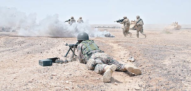 美國陸軍士兵在約旦參與聯合軍事演習。