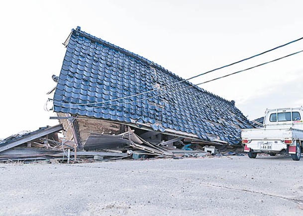石川縣地震災區建築物倒塌。（Getty Images圖片）
