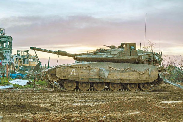 以色列主戰坦克在加薩地帶執行任務。