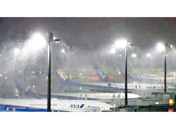 東京多地下起大雪，航班受阻。